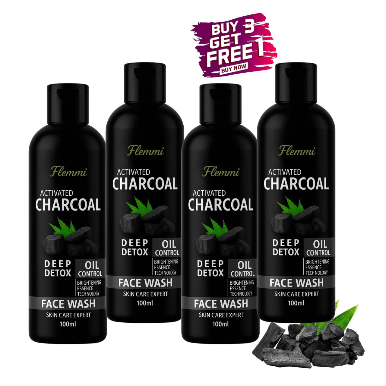 4 pc Activated charcoal facewash