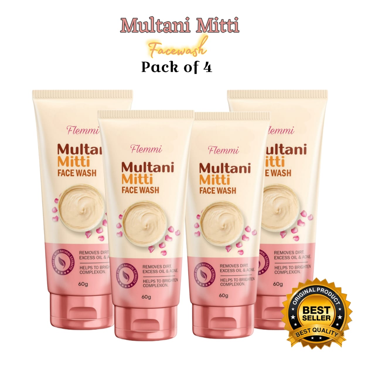 Gwenlook Multani Mitti Glowing Facewash-Pack of 4